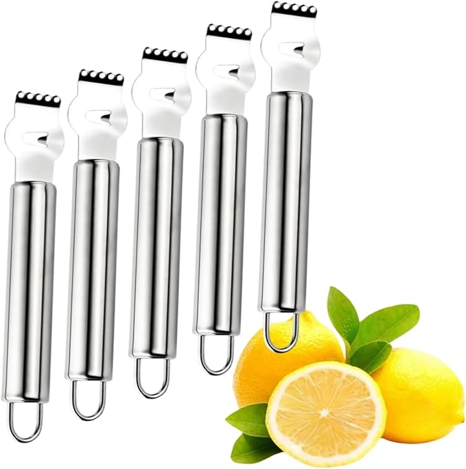 Lemon Zester Grater,Stainless Steel orange peeler tool with Channel Knife，5pack