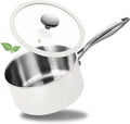 2.5 Quart Tri-ply Stainless Steel Saucepan with Glass Lid, Induction Sauce Pan Compatible with All Cooktops, Non-Toxic Sauce Pot with Stay Cool Handle, Oven & Dishwasher Safe