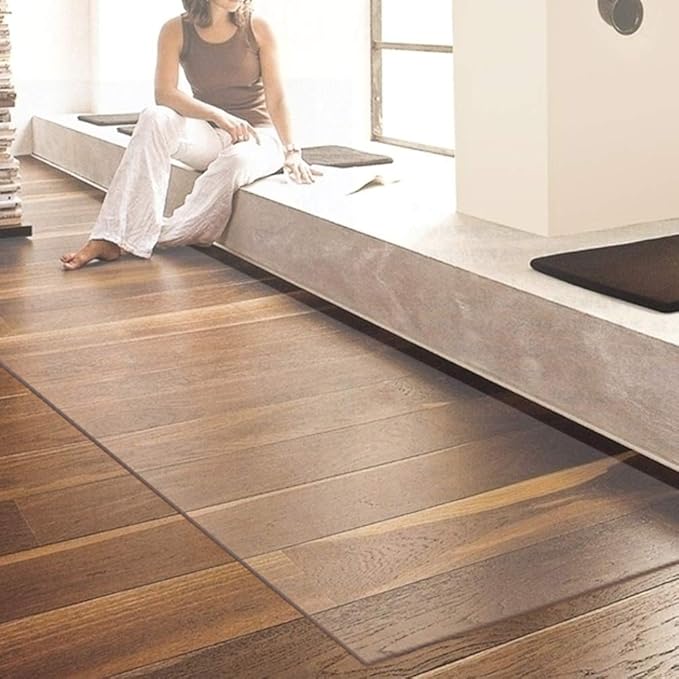 NECAUX Custom 24 x 108 Inch Frosted Table Cover Protector, 1.5mm Thick Wood Grain Transparent Table Pad Non-Slip Tablecloth Protector for 9 Foot Plastic Protective Dining Room Table, Meeting Table