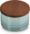 Le Creuset Signature Salt Cellar and Storage Canister with Wood Lid, 16 oz., Sea Salt