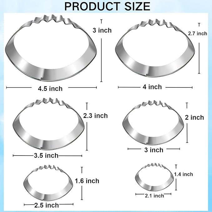 Football Cookie Cutter Set-6 Piece-4.5" 4.0" 3.5" 3.0" 2.5" 2"-Dishwasher Safe-Sports Cookie Cutters Bread and Fondant Baking Molds for Party