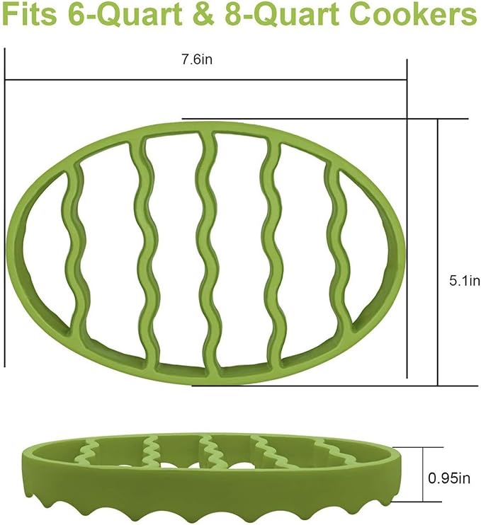 Slow Cooker Silicone Rack, Used for Roasting Pot Cooking Steamer Silicone Pressure Cooker Baking Accessories Compatible with 6 quarts and 8 quarts Stove (Oval, Green, red)
