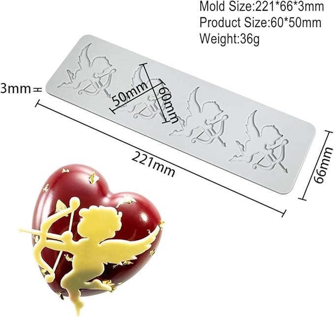 TUKE Silicone Angel Baby Molds - 3D Lace Cake & Fondant Molds for Baking, Resin, Clay & Sugar Craft (Angel Baby 8.84x2.64x0.12inch)