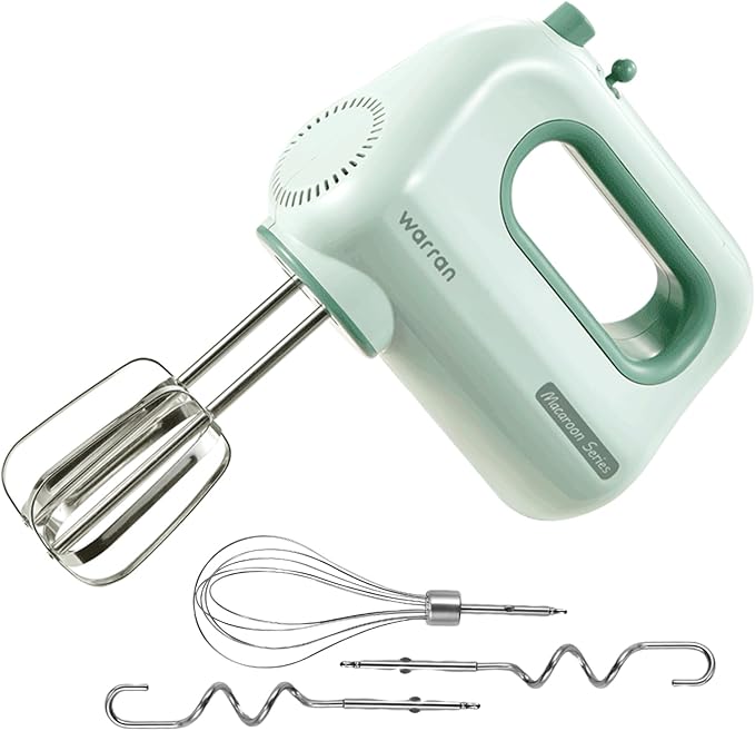 300W Compact Lightweight Electric Hand Mixer, with Powerful Quiet DC Motor for Baking, Cake, Brownies, Cookie Dough, Ideal for Home Kitchen (Green)