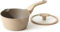 PRICUSIS Nonstick Saucepan with Lid, 2.7 Quart Sauce Pan, Healthy Sauce Pot with Pour Spouts for Multipurpose Use, PFOA Free, Induction Compatible, Apricot