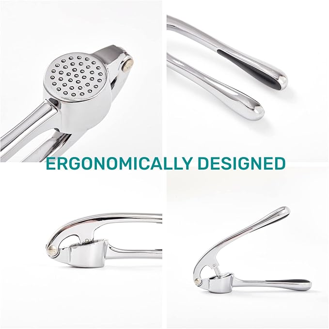 Garlic Press, Premium Rust Proof Kitchen Garlic Mincer Crusher Squeezer with Ergonomic handle, Ginger Crusher with Good Grip, Easy to Clean, Dishwasher Safe