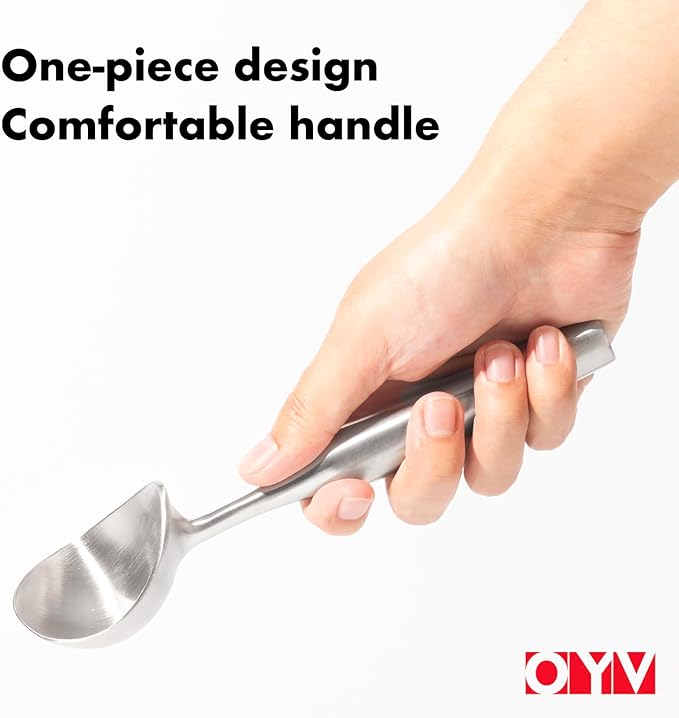 Stainless Steel Ice Cream Scoop, Ergonomically Designed Handle for Comfort, Heavy Duty Ice Cream Scooper, One-Piece Design Ice Cream Scoops, Dishwasher Safe.