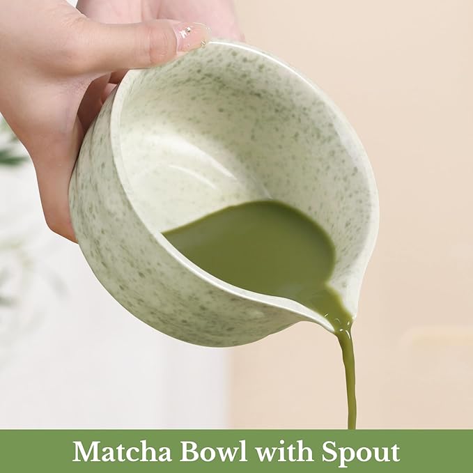 Matcha Whisk Sets, 5 Pcs Handmade Ceremony Matcha Kit, Ceramic Matcha Bowl with Spout, Whisk Set for Making Matcha, Gift for Lover, Family, Friends, Tea Enthusiasts