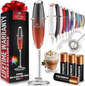Zulay Kitchen Powerful Milk Frother Wand With 4 AA Duracell Batteries - Ultra Fast Handheld Drink Mixer - Electric Whisk Foam Maker for Coffee, Lattes, Cappuccino, Matcha & Creamer