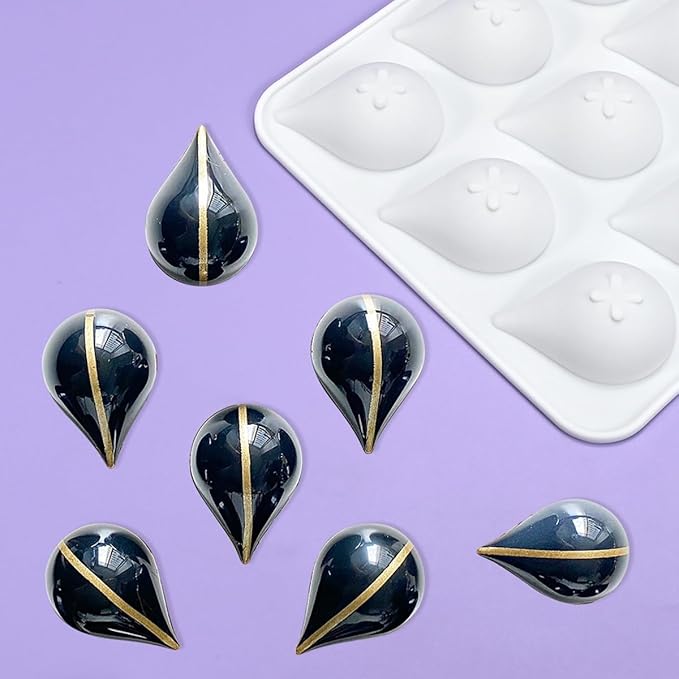 mostsom Silicone Water Droplet Molds 15-Cavity Dessert Mold for Chocolate, Mousse, Jelly, Cake Decorations, Baking Tools (D_ Water Droplet)