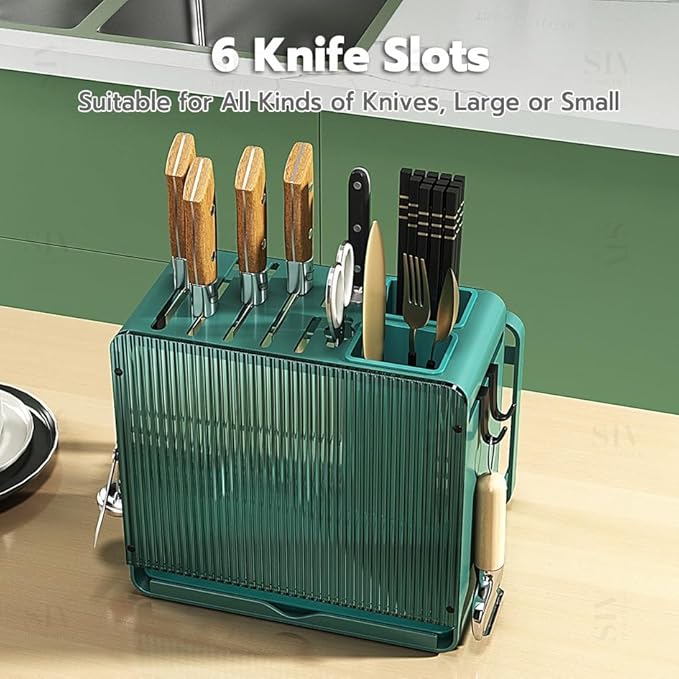 Knife Holder Organizer Stainless Steel Rack This multifunctional kitchen storage rack with Utensil (black)