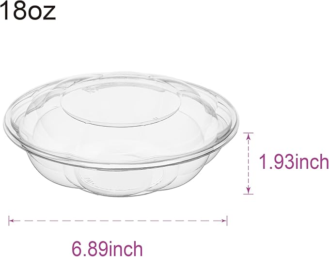 [18 oz. 150 Sets Clear Plastic Salad Bowls with Airtight Lids Disposable To Go Mixing Containers Serving for Fruit, Quinoa, Lunch and Meal Prep