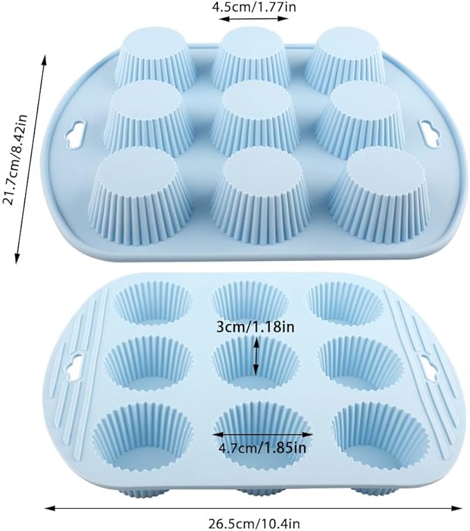 4 Pack Silicone Muffin Pan for Baking, Silicone Cupcake Pan, 9 Cup Nonstick Cupcake Baking Pan Molds, BPA Free silicone Muffin Pans for Making Muffin Cakes, Tart, Bread - 4 Colors