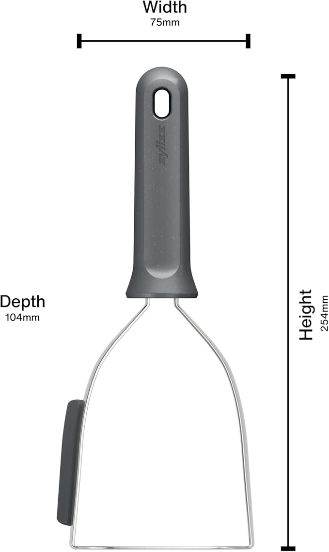 Zyliss Stainless Steel Potato Masher - Food Smasher for Potatoes, Avocados & More - Home Kitchen Essentials & Accessories - Manual Potato Masher Tool - Dishwasher-Safe Vegetable Masher - Grey