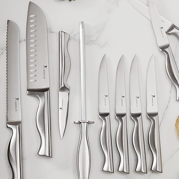15 PCS Kitchen Knife Set with Non-Slip Handle, Ultra Sharp High Carbon Stainless Steel