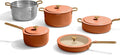 Our Place 11-Piece Essentials Complete Cookware Set - Ceramic Fry Pan, Saucepan, Sauté Pan, Stock Pot, Strainer Basket & Rack Storage | Thermakind™ Nonstick, Oven Safe up to 450°F | Terracotta