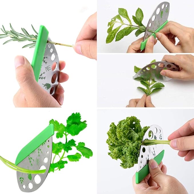 3 Pack Stainless Steel Herb Cutter Stripper, 9 Holes Kitchen Leaf Herb Stripper, 2 in 1 Design Herb Stripper Tool, Herb Leaf Stripping Tool Metal Herb Pealer Remover