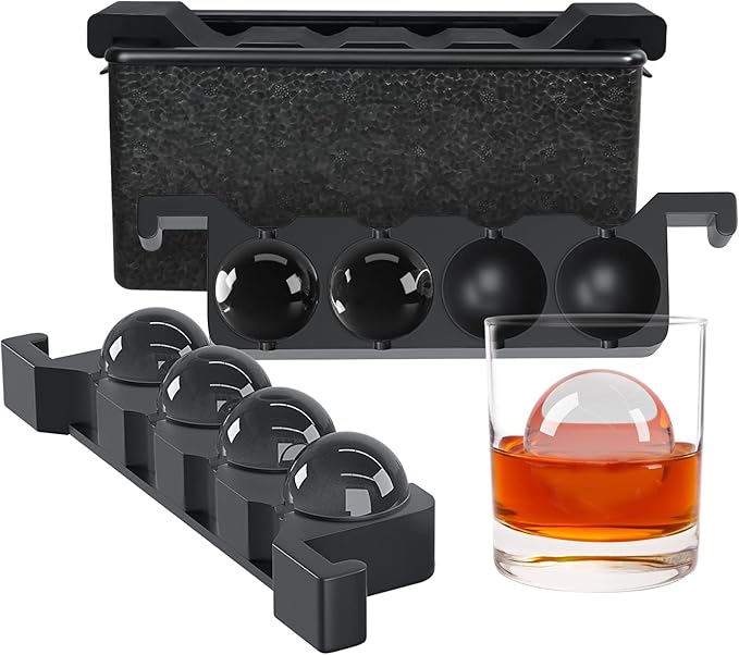 TINANA Ice Sphere Cube Maker, 2 Inch Crystal Clear prepare 8 Large Round Balls, for Cocktail, Whiskey & Bourbon Drinks, Gifts for Men