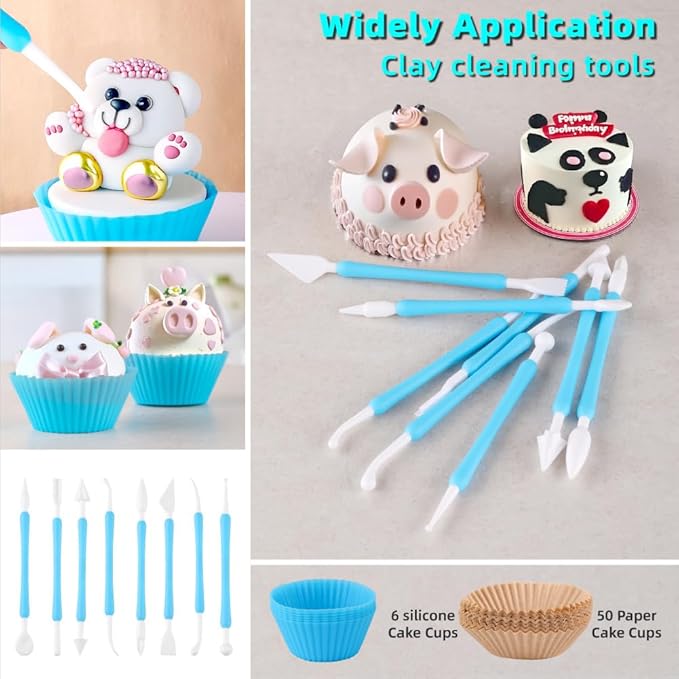 Cake Decorating Kit: Decorating Supplies Tools Kit 208 PCS Baking Accessories Include Spiping Bags and Tips Set, Piping Tips Set, Spatulas, Cake Scraper, 50 Piping Bags, Blue