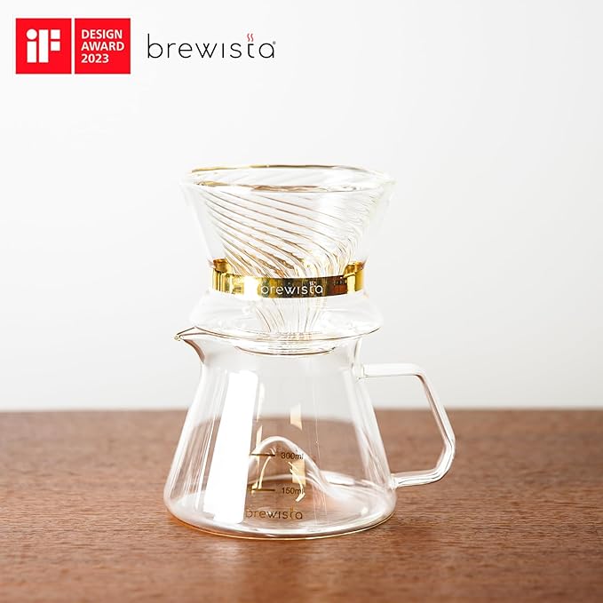 Brewista Tornado Duo Pour Over Coffee Dripper, Insulated Double Wall Glass, Easy-To-Clean Drip Coffee Maker for Home & Office(1-2 Cups)