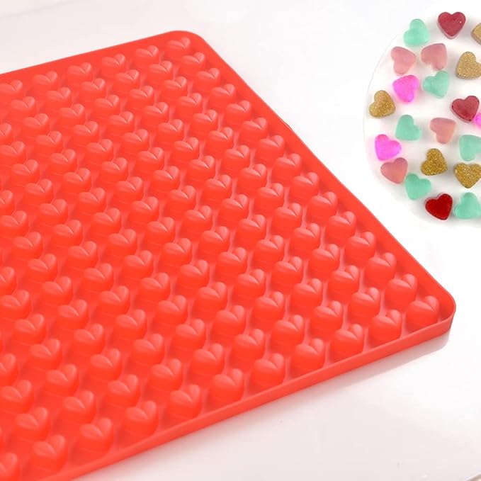 Newk 255 Cavity Pet Treats Mold, Mini Heart Shaped Gummy Mold for Chocolate Drops Mold, Dog Treats Pan, Candy Mold