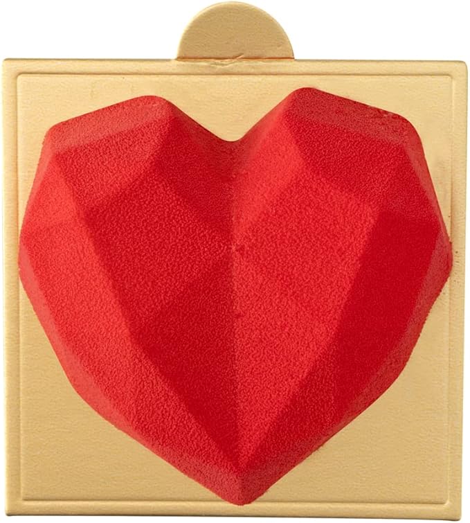 Pastry Tek 8 Cavities Diamond Heart Molds, 10 Oven-Ready Geometric Heart Molds - Flexible, Freezable, White Silicone Heart Baking Molds, Easy Release, For Baking - Restaurantware