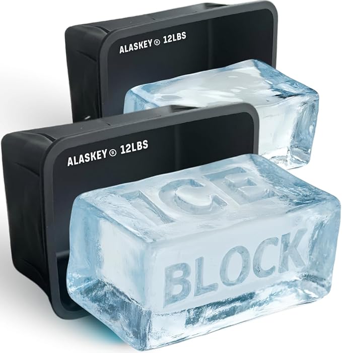 Alaskey® Giant Ice Block Mold 12 lbs (2-Pack) | Create Perfect Reusable Ice Bricks | Professional Silicone Mold for Crafting Extra Large Ice Cubes, Ideal for Ice Baths, Coolers, Bartender Accessories