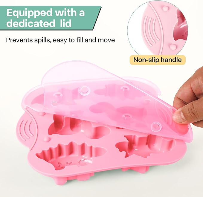 2-Pack Silicone Dinosaur Mold, Multi-Purpose Dinosaur Jello Molds Silicone for Kids, Perfect Dinosaur Soap Mold, Dinosaur Baking & Crafting Tool for Chocolate, Candy, Jello, Ice Cubes