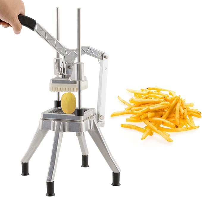 Commercial Vegetable Fruit Chopper 1/4″&3/8″ Blade Heavy Duty Professional Food Dicer Kattex French Fry Cutter Onion Slicer Stainless Steel For Tomato Peppers Potato Mushroom, Silver