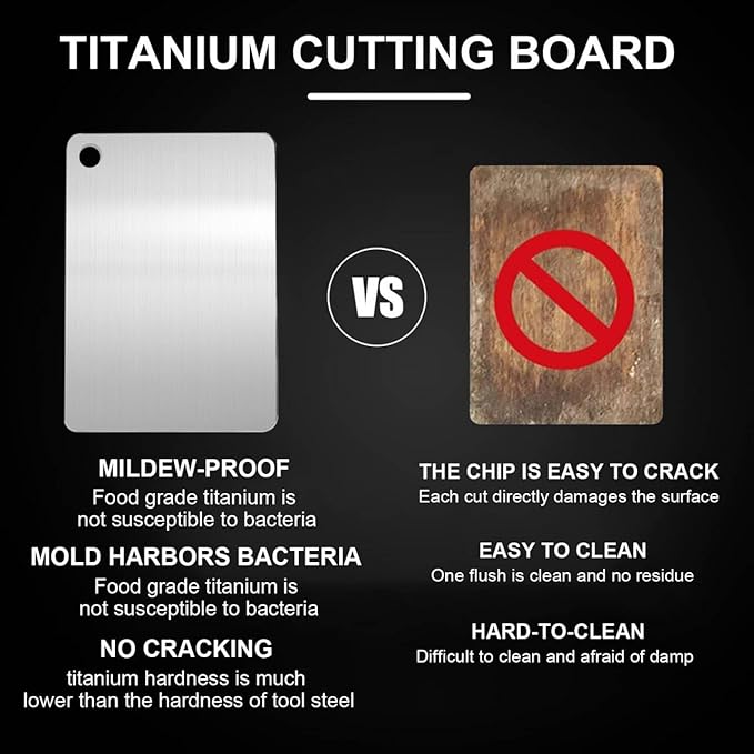 Katuchef Titanium Cutting Board,2026 New 100% Pure Titanium Cutting Boards for Kitchen,Non toxic Doubld-Side Durable Chopping Boards, Easy to Clean and Store(1PC-XL:18.11 * 11.81)