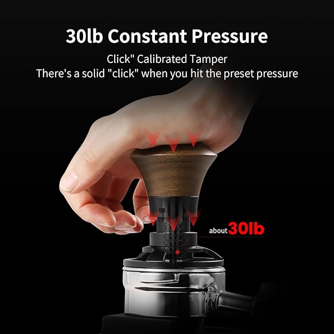 MHW-3BOMBER 58.35mm Espresso Tamper - 30lbs Coffee Tamper with Sound Feedback for Barista, Walnut Tamper Tool Espresso Hand Tamper with 3 Spring Loaded Fits 58mm Portafilter, Thread Base, T5164T-OS