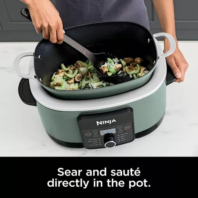 Ninja Foodi PossibleCooker PRO 14-in-1 8.5 Qt Multi-Cooker – Replaces 14 Tools, Nonstick Pot, Glass Lid & Integrated Spoon (Sage Green)