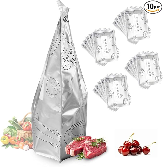 Reusable Aluminum Foil Sealable Storage Bags, 2026 New Resealable Vacuum Zipper Pouches, Stand Up Foil Sealable Bags with Label and Zip Lock for Kitchen (20, Large)