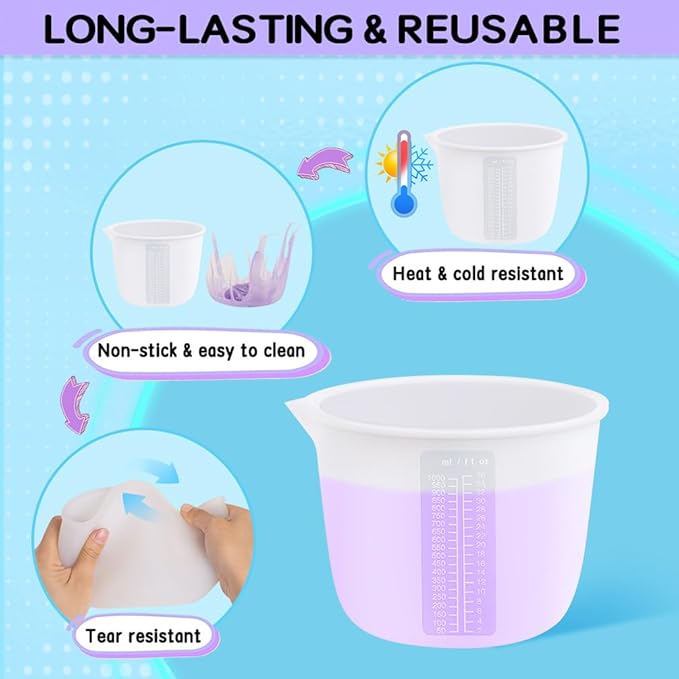 Extra Large Silicone Measuring Bowl Set for Epoxy Resin 2000ml/70fl.oz(9 Cups) & 1000ml/36fl.oz