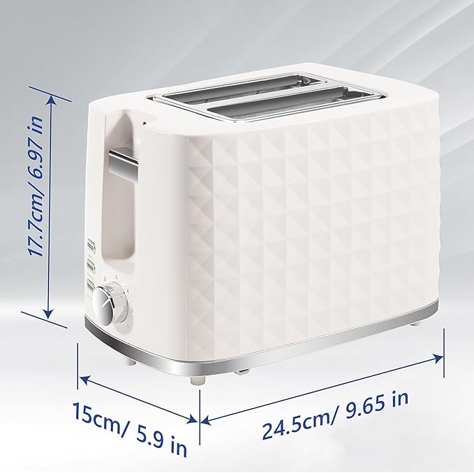 Toaster 2 Slices, Toasters Wide Slot, Bread Toaster with Cancel, Bagel, Defrost Function, Bagel Toasters with Removable Tray & 6 Temperature Settings, Beige