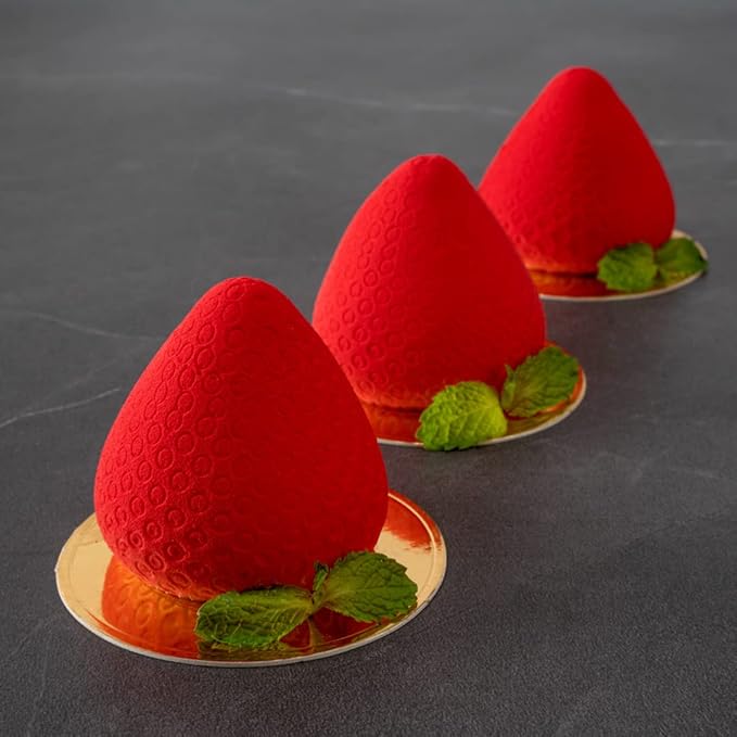 Restaurantware-Pastry Tek 8 Cavities Strawberry Silicone Molds, 10 Oven-Ready Strawberry Molds - Flexible, Freezable, White Silicone Fruit Silicone Molds, Easy Release, For Baking
