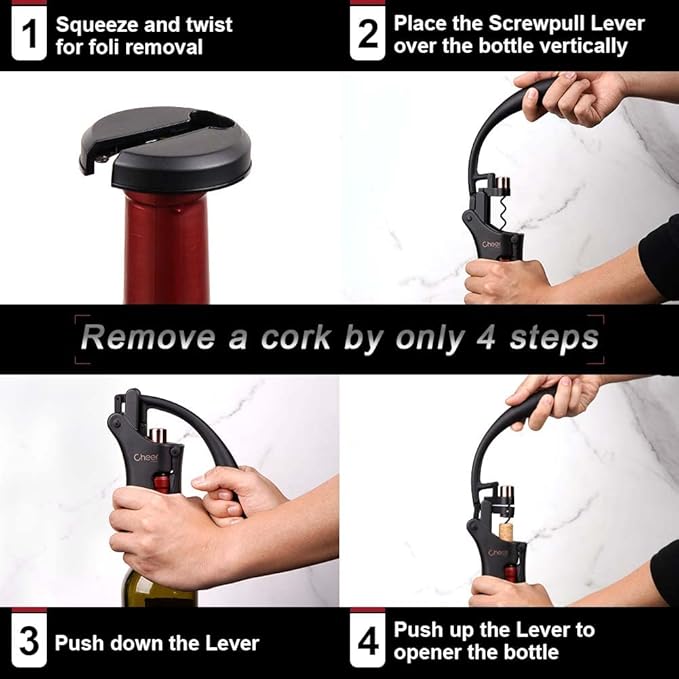 CHEER MODA Professional Corkscrew Wine Bottle Opener with Beer Opener, Sommeliers Corkscrews, High-Level Bartender Great Handling Screw Puller