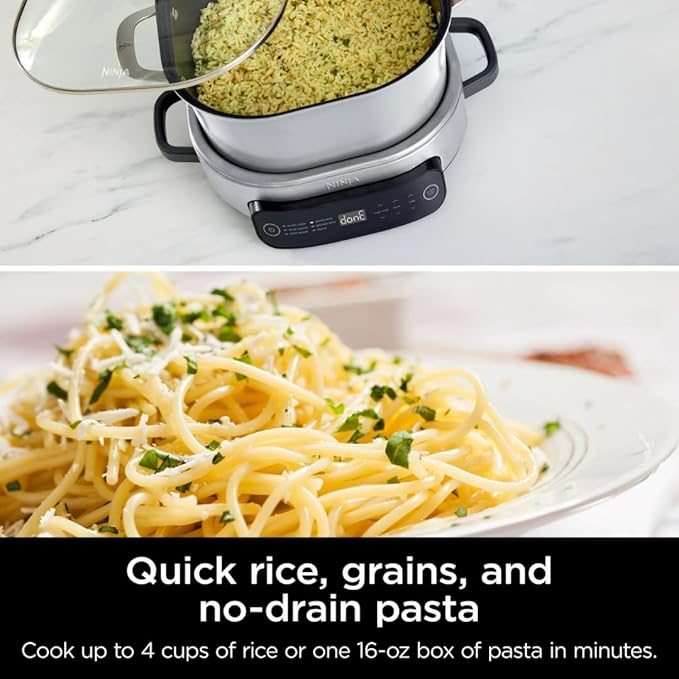 Multi-Cooker Ninja Foodi MC1100, Everyday Possible Cooker 6.5-Qt, 6-in-1 with Slow Cook, Slow Cooker, Sear/Sauté, Keep Warm, Rice and Pasta Functions, Compact Design, White, 6.5QT