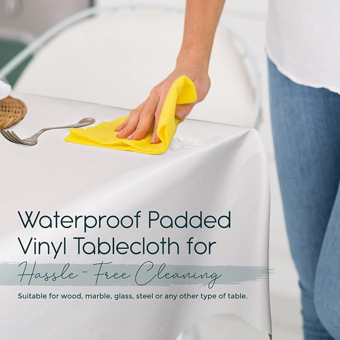 Quality Table Pad Protector, Superior Protection from Spills, Scratches & Heat - Reusable Vinyl Table Cloth with Cushion Flannel Backing (72" L x 54" W)