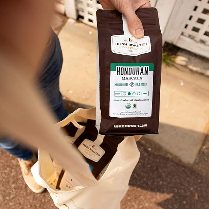 Fresh Roasted Coffee, Organic Honduran Marcala | USDA Organic, 100% Single Origin, Kosher | Medium Roast 2 lb (32 oz) Ground