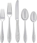 Lenox Silverware Set For 12, Butterfly Meadow 65-Piece Flatware Set, Service For 12, 18/10 Stainless Steel, Dishwasher Safe, Butterfly and Flower Motif, Includes Serving Utensils (Silver, 65 Piece)