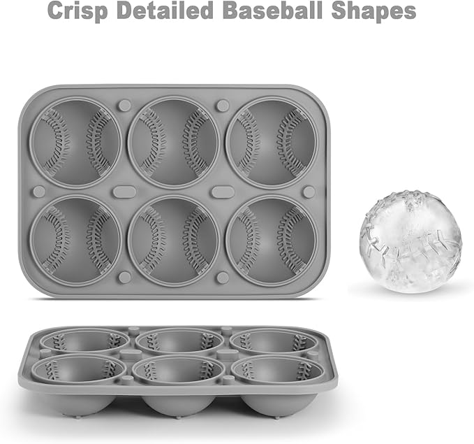 Nax Caki 3D Baseball Ice Cube Tray, Large Baseball Silicone Fun Shapes Whiskey Ice Mold with Funnel for Cocktails, Bourbon,Brandy, Whiskey Gifts for Men