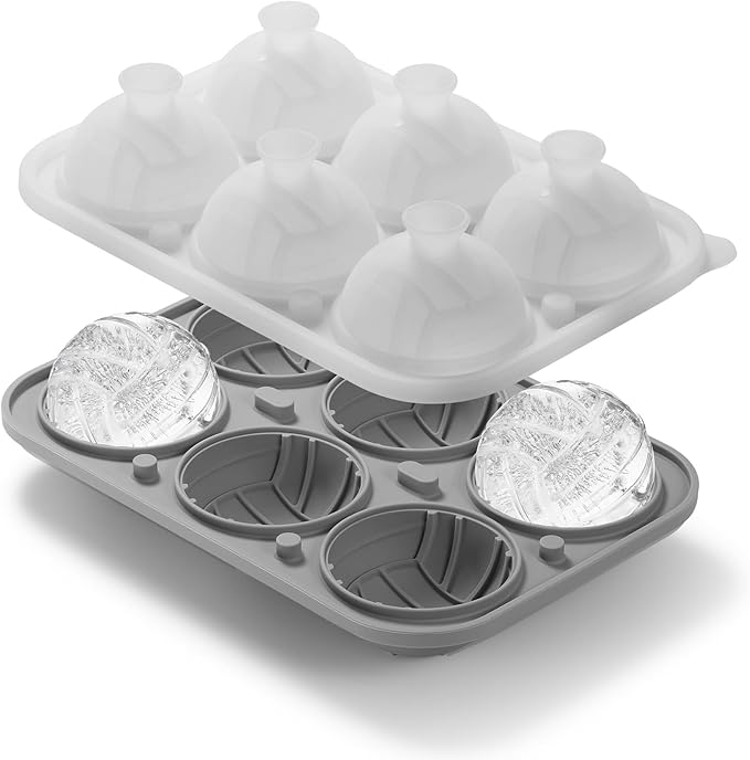 Nax Caki 3D Volleyball Ice Cube Tray, Large Volleyball Silicone Fun Shapes Whiskey Ice Mold with Funnel for Cocktails, Bourbon,Brandy, Whiskey Gifts for Men