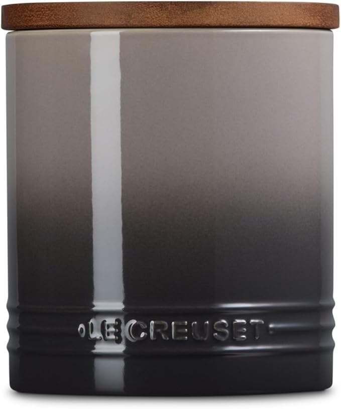 Le Creuset Signature Salt Cellar and Storage Canister with Wood Lid, 1.2 qt., Oyster