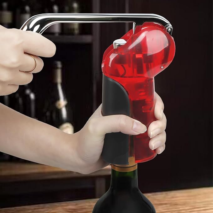 KAYCROWN Wine Bottle Opener - Vertical Lever Corkscrew Wine Opener - Clear and Red, 7.16in * 2.28in * 7.4in