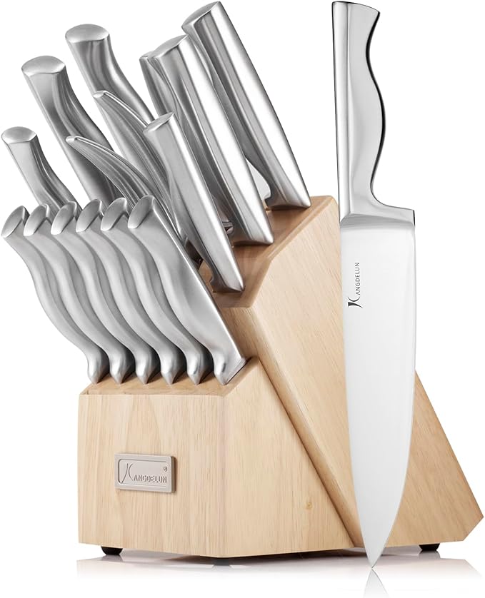 15 PCS Kitchen Knife Set with Non-Slip Handle, Ultra Sharp High Carbon Stainless Steel