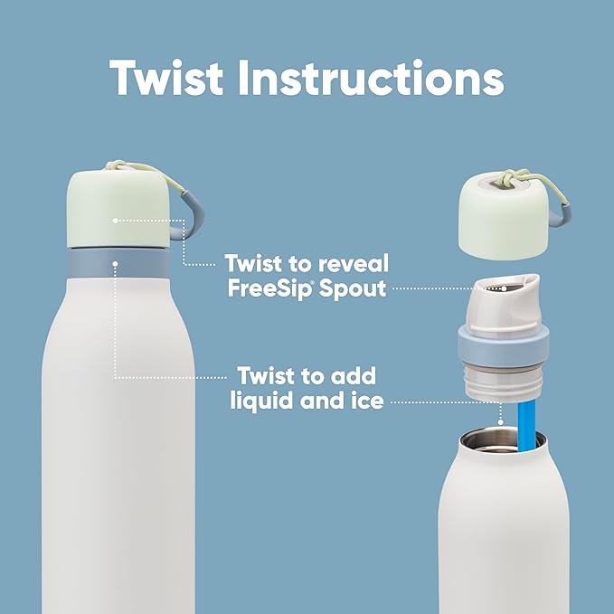 Owala FreeSip Twist Insulated Stainless Steel Water Bottle with Straw for Sports and Travel, BPA-Free, 24-oz, Confetti