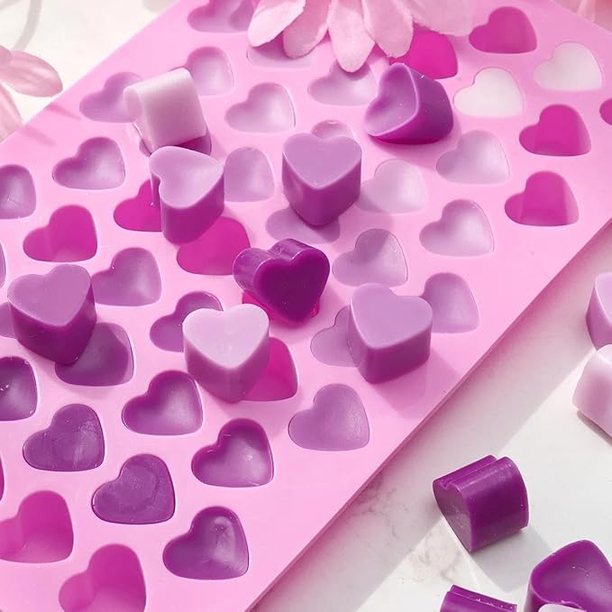 Silicone Molds for Wax Melts, 2 Pack Silicone Mini Heart Molds with 2 Droppers, Heart Candy Molds Silicone Molds for Gummies Chocolate Ice Cube Jelly Cake Soap Candle DIY Gifts