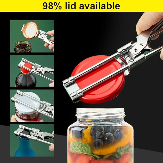 Adjustable Stainless Steel Jar Opener, 2026 New Multifunctional Stainless Steel Can Opener, Jar Lid Opener for Weak Hands, Jar Lid Gripper Bottle Opener Kitchen Accessories (2)