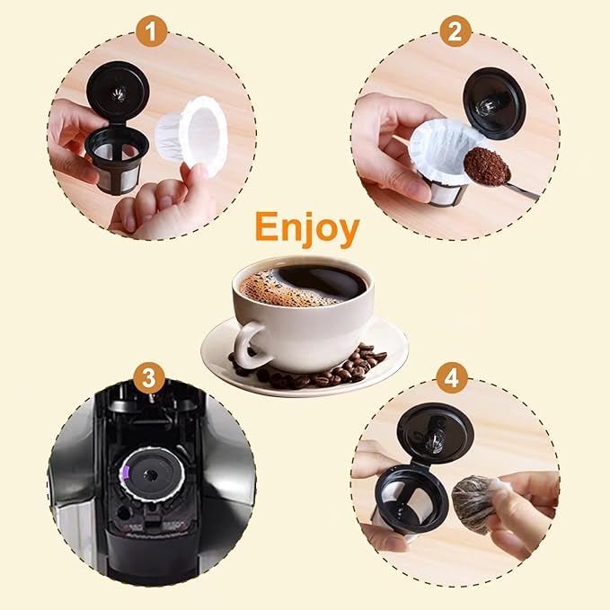 2 Pack Reusable K Cups with 200 Count Disposable Coffee Coffee Paper Filter Compatible with Keurig Single Serve 1.0 and 2.0 Coffee Makers